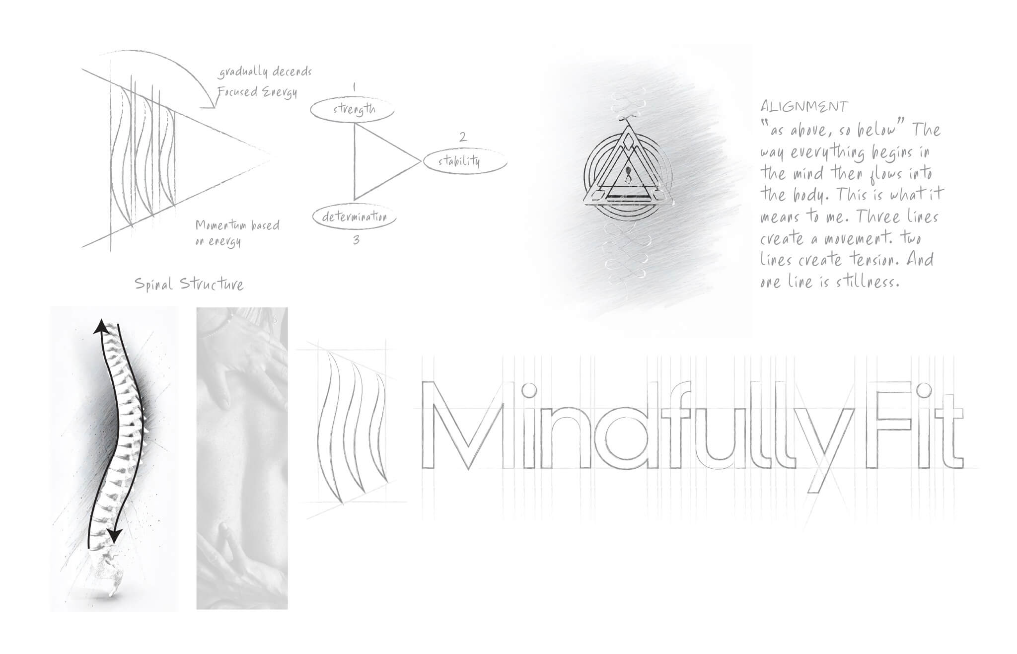 health and wellness spinal logo design pencil sketch