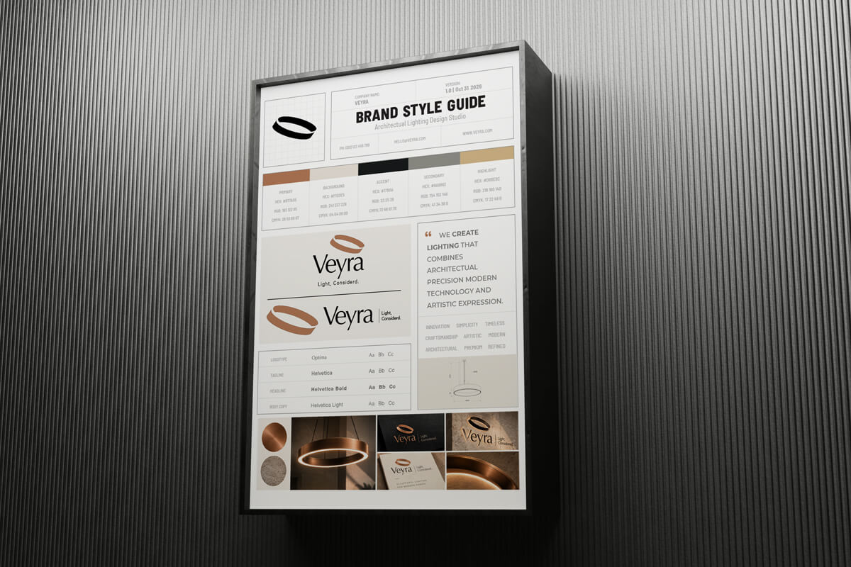 Branding-Poster-Mockup brand identity designer guidelines page showing logo, colors, and fonts